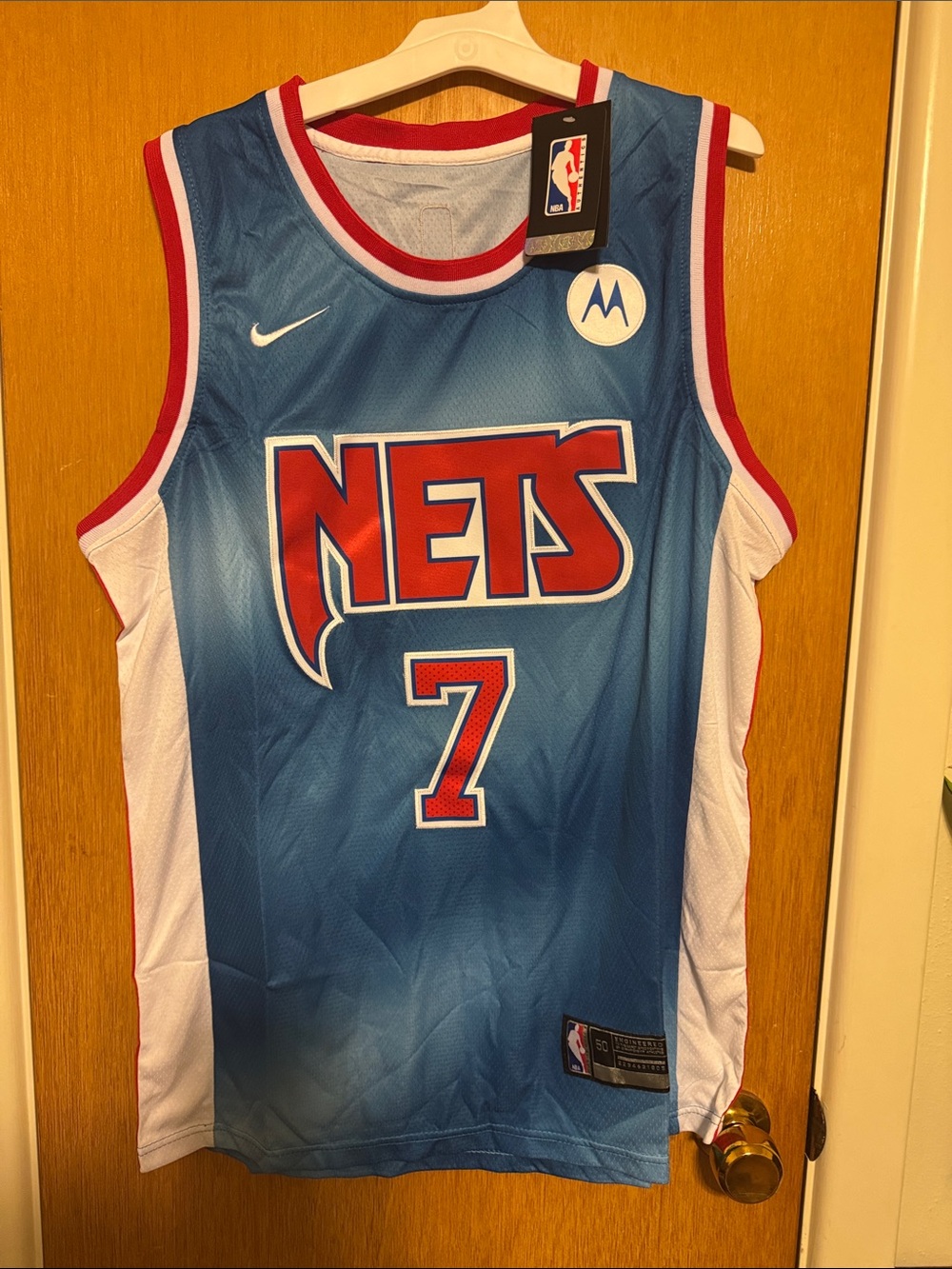 Nike Blue and Red Brooklyn Nets #7 Jersey